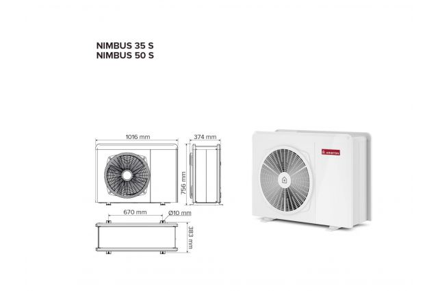 Šilumos siurblys Oras-Vanduo Ariston Nimbus R32, Compact - Image 2